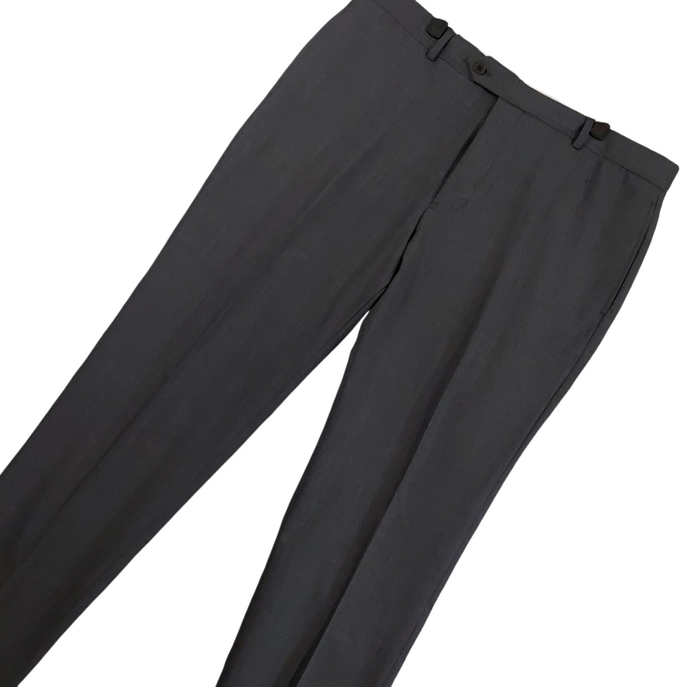 Brooks Brothers Dress Pants Mens 37x32 Dark Gray Classic Wool Blend Flat Front